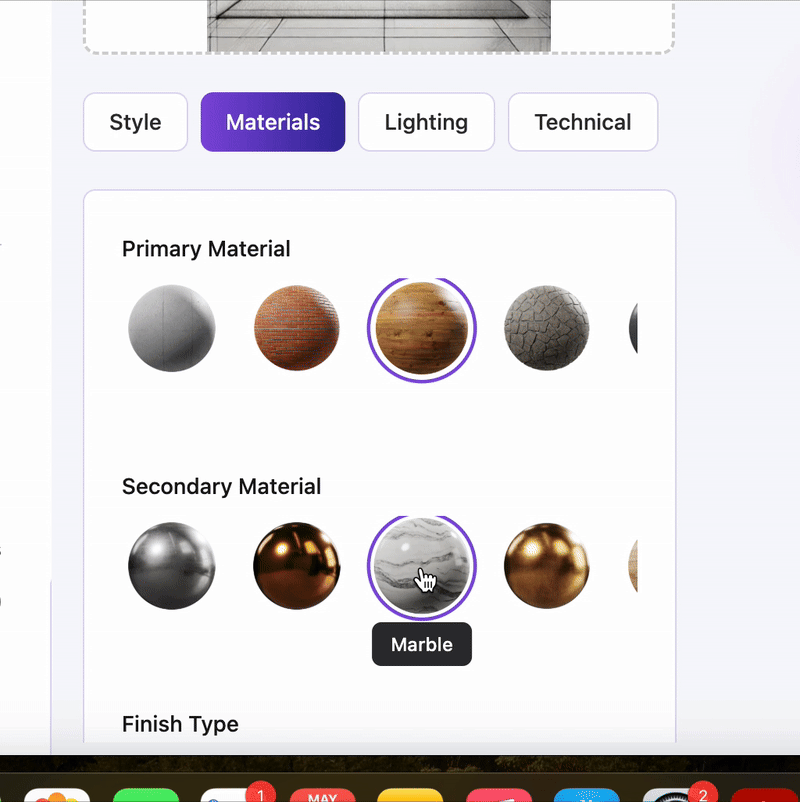 Style settings interface