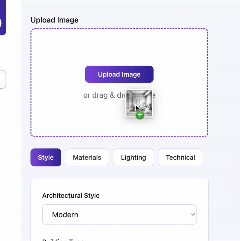 Upload sketch interface